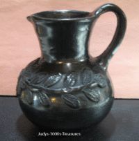 Dona Rosa Black Vase Pitcher Pottery 6x4 1 2 Signed Oaxaca Coyotepec
