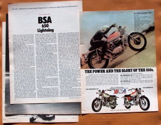 0382 Cycle Magazine Road Test 1971 BSA 650 Lightning Single Page Ad