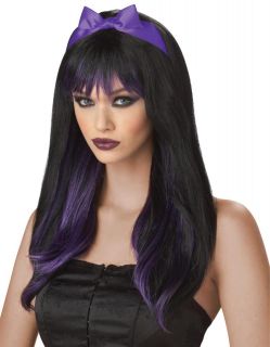 Black Purple Ribbon Enchanted Tresses Wig Halloween California Costume