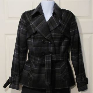 Donatella Double Breasted Belted Wool Coat L XL New