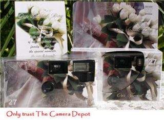 10 White Tulip Bouquet Disposable Wedding Cameras 35mm