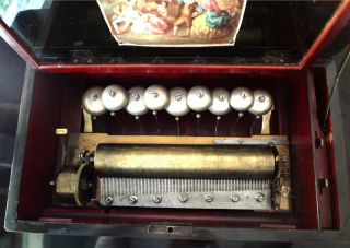 Antique Swiss Ducommun Girod Cylinder Music Box 9 Bells