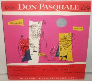 Donizetti Don Pasquale LP Tibor Kozma Metropolitan Opera Record Club