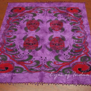 INDIAN PURPLE BEDSPREAD TAPESTRY THROW Ethnic Cotton Vintage