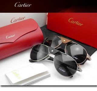 Brand New Cartier Santos Dumont Aviator Leather Sunglasses