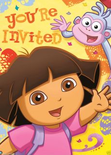 Dora The Explorer Fiesta Yellow Birthday Party Invitations