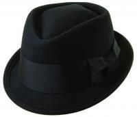 New Frank Sinatra Wool Fedora Trilby Hat Black Stingy Brim Diamond