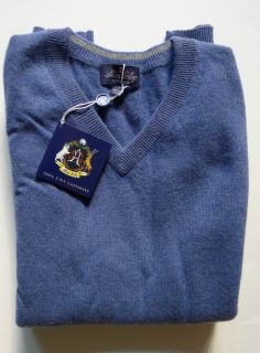 NWT $395 ALLEN SOLLY 100% MONGOLIAN CASHMERE SWEATER BLUE SIZE S