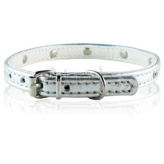10 silver leather rhinestone dog collar small casual and