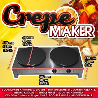 Double Electric Crepe Machine Maker Pancake Breakfast Hotplate 2 16