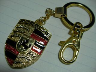 Porsche Double Sided Logo Keychain Key Chain Ring D