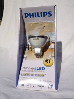 PHILIPS Ambient LED GU5 3 Indoor Flood Light Bulb 3000k 130 Lumens 3w