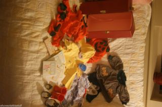 LOT OF AMERICAN GIRL DOLL CLOTHES AND ACCESSORIES BETTY BEAR BOOKS RED