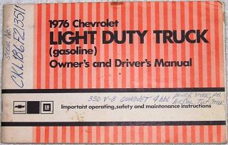  Chevrolet Light Duty Truck Owners and Drivers Manual Gasoline