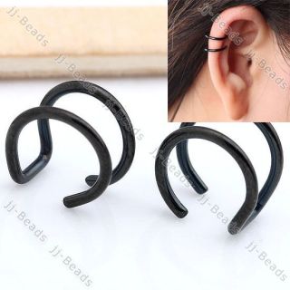  Steel Twin Closure Fake Cartilage Clip on Ear Cuff Earring