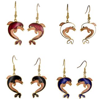 Cloisonné Hand Crafted Hypoallergenic Dolphin Earrings