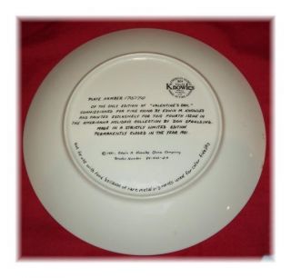 New 1981 Valentines Day Plate by Don Spaulding w Box COA