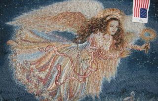 Dona Gelsinger Angel Lighted Jacquard Woven Tapestry Banner 18X12 NEW