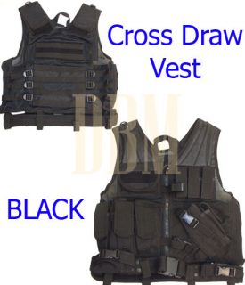 Tactical Military Cross Draw Vest with Pistol Belt Black