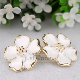  White Jasmine Flower Women Lady Chic Ear Jewelry Earrings Studs