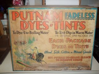 Vintage 1930s Putnam Dyes Tints Tin Display Cabinet with Orig Dye