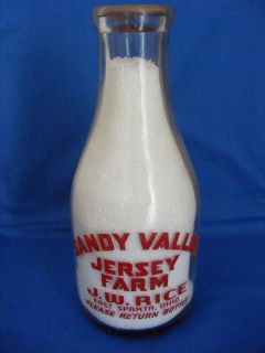  Valley Jersey Farm J w Rice East Sparta Ohio Quart Milk Bottle