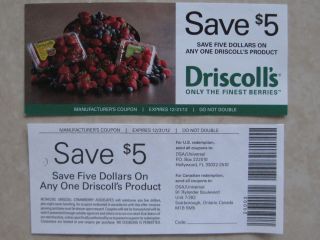 10 $5 Overage Coupons Driscolls Driscolls Berry Fruit Product Free