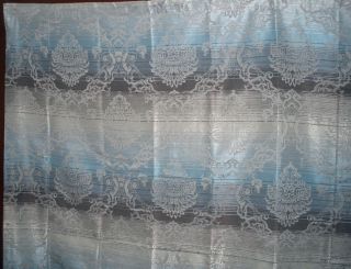 New NEPAL Luxury JACQUARD Fabric Shower Curtain Blue Brown Taupe