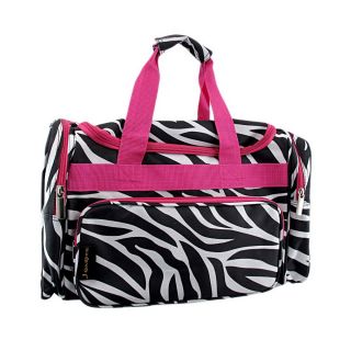 this fashionable zebra print duffel bag is the perfect accompaniment