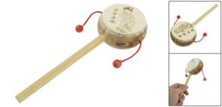  Lucky Kids Print Wood Shaking Toy Chinese Rattle Drum Gift