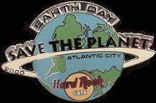 Hard Rock Cafe Atlantic City 2000 Earth Day Pin Globe STP