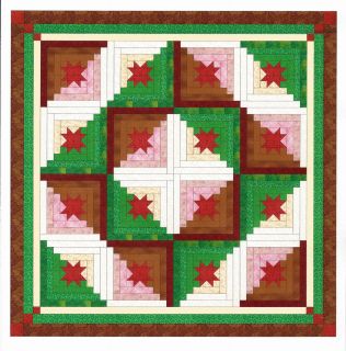 Easy Quilt Kit Welcome Christmas Log cabin Star Pre cut Fabrics Ready