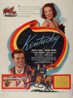 1939 Movie Ad Kentucky Loretta Young Richard Greene Original