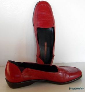 Easy Spirit Womens Lady Anne Low Heel Loafers Shoes 9 5 M Red Leather