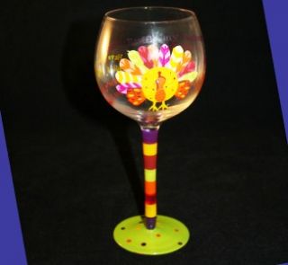 New Pier One Dennis East Comical Saying Turkey Painted Wine Glass