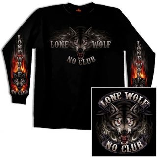 Lone Wolf No Club Long Sleeve Biker T Shirt L 3X