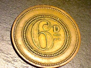  for auction is a Vintage 19th Century Billingsgate Market 6d token