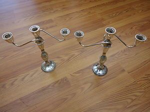 DUCHIN CREATION STERLING SILVER WEIGHTED 3 STEM CANDLE HOLDERS