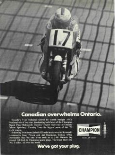 Racing Great Yvon Duhamel for Champion Original Ad 1974