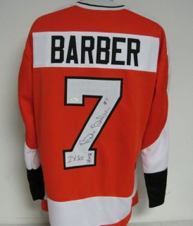 Bill Barber Flyers Inscribed 2X Sec 74 75 Autographed Signed Jersey
