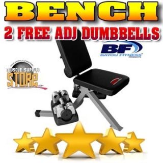 New Bayou Workout Fitness Dumbbell Bench + Pair of Adjustable 25 lb