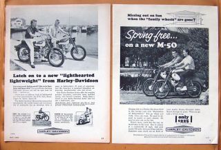 0072 Two 1965 Harley Davidson Ads M 50 + Lightweight Models
