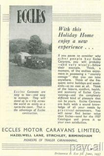 1937 Eccles Motor Caravans Magazine Ad