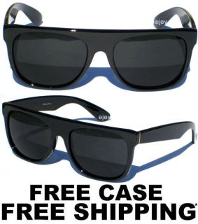 Flat Top Black Frame Wayfarer Sunglasses Retro Cool Look Style Sunnies