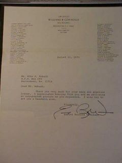 Baltimore Orioles Owner Edward Bennett Williams D 88 Signed Letter