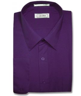 Men Purple Indigo Dress Shirt Cnvrtbl Cuff 14 1 2 32 33