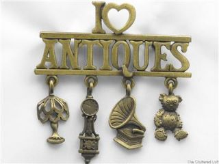 Vintage Jewelry I LOVE ANTIQUES Brooch JJ Jonette