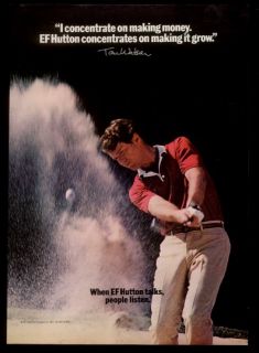 1982 Tom Watson Golf Photo E F Hutton Investments Vintage Print Ad