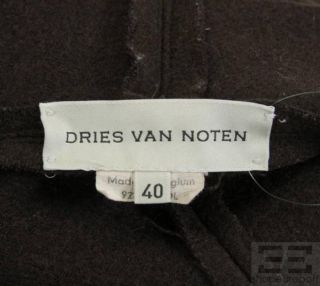 Dries Van Noten Brown Wool Raw Edge Ruffle Long Jacket Size 40