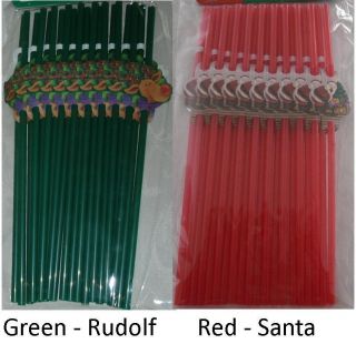 Christmas Drinking Straws Pack of 20 Santa or Rudolf Design
